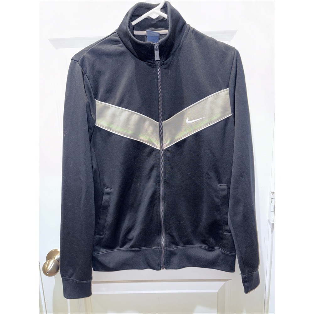 Nike size M Men's Navy Blue Gray Full Zip Athletic Active Striker Track Jacket